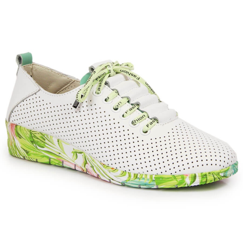 Zapato mujer piel blanco calado con cuña Artiker 1