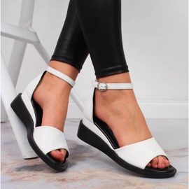 Sandalias de mujer Vinceza blancas con tacón de cuña blanco 4