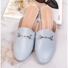 Pantuflas de casa para mujer con adorno Vinceza azul 4
