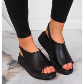 Sandalias negras de mujer en la plataforma Navy Dot negro 7