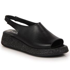 Sandalias negras de mujer en la plataforma Navy Dot negro 2