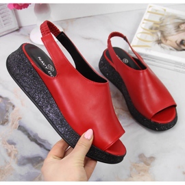 NAVY DOT Sandalias de mujer en la plataforma Red Dot Navy rojo 2