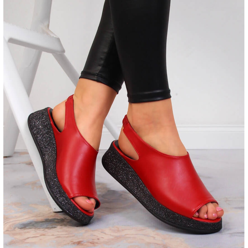 NAVY DOT Sandalias de mujer en la plataforma Red Dot Navy rojo 1