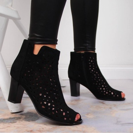Botas de primavera de mujer en un poste calado Jezzi negro 6