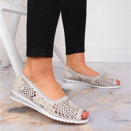 Zapatos mujer Jezzi calados, punta abierta, beige 6