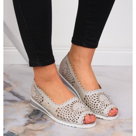 Zapatos mujer Jezzi calados, punta abierta, beige 7