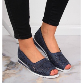 Zapatos calados de mujer, punta abierta, azul marino Jezzi 7