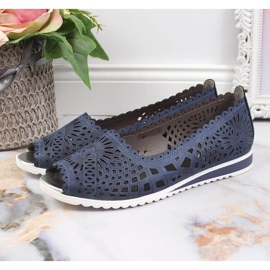 Zapatos calados de mujer, punta abierta, azul marino Jezzi 5