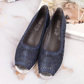 Zapatos calados de mujer, punta abierta, azul marino Jezzi 4