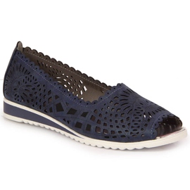 Zapatos calados de mujer, punta abierta, azul marino Jezzi 1