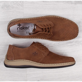 Zapatos marrones de piel calada para hombre Rieker 05226-24 marrón 13