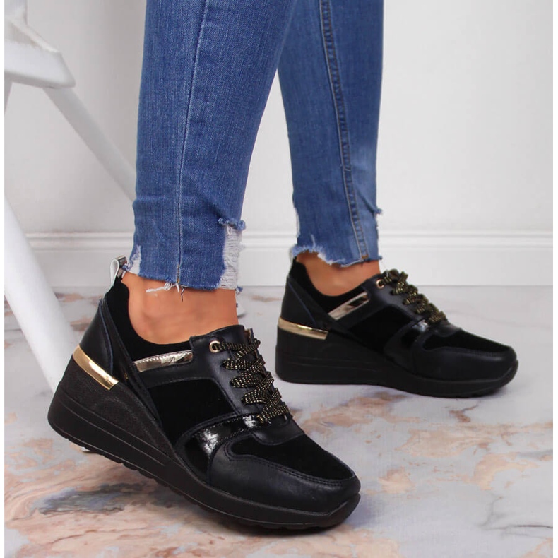 S.Barski Zapatos de mujer en piel con cuña negros S. Barski 2