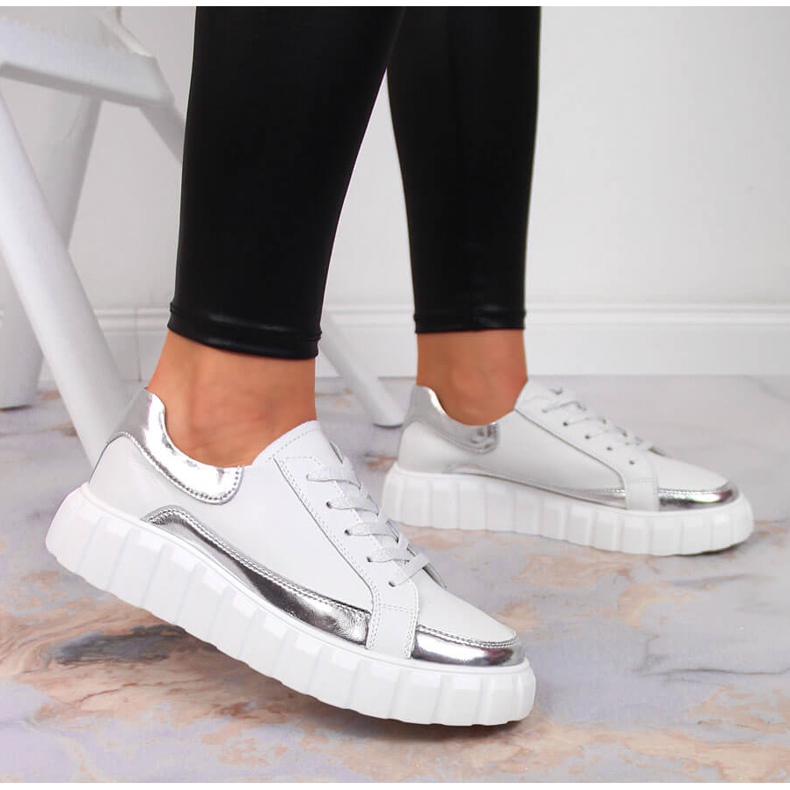 S.Barski Zapatos de mujer de piel sobre plataforma blanca S. Barski blanco 2