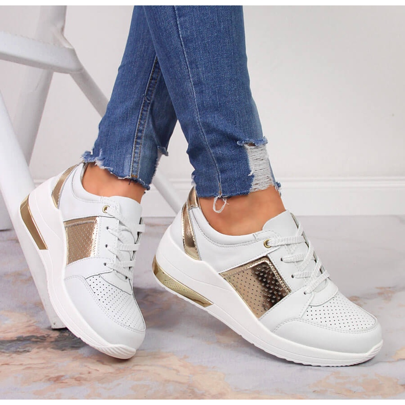 S.Barski Zapatos de mujer en piel con cuñas, blanco S. Barski 1