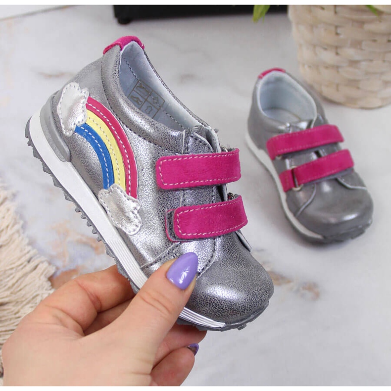 Zapatos niña con velcro plata Kornecki 6775 1