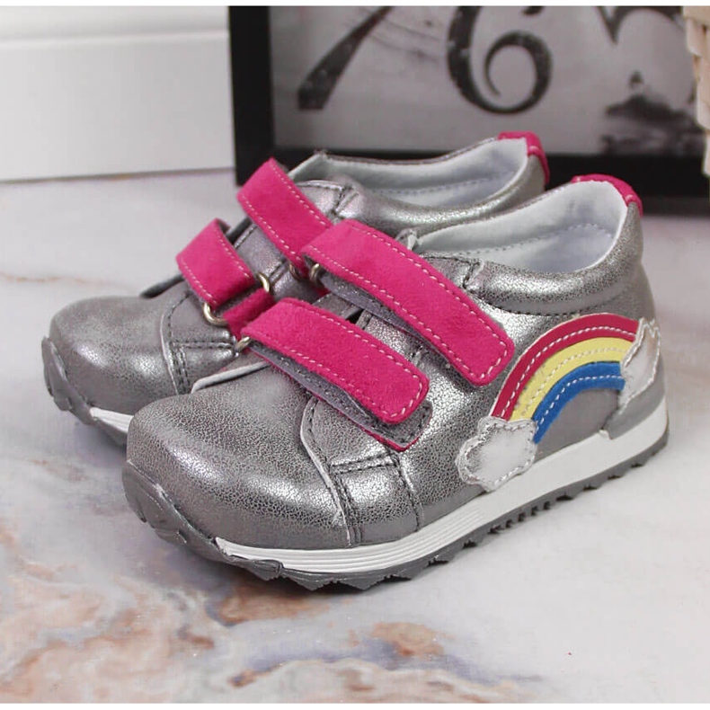 Zapatos niña con velcro plata Kornecki 6775 2