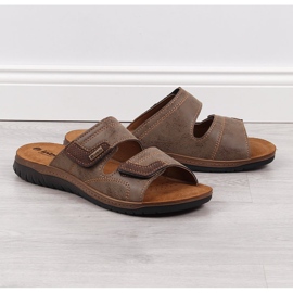 Cómodas zapatillas de casa de hombre Inblu marrones con velcro marrón 1