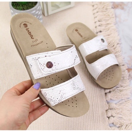 Zapatillas casa mujer Inblu velcro blanco 1