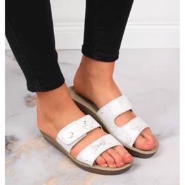Zapatillas casa mujer Inblu velcro blanco 5