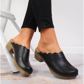 Chanclas Rieker V6844-00 negras de piel para mujer negro 3