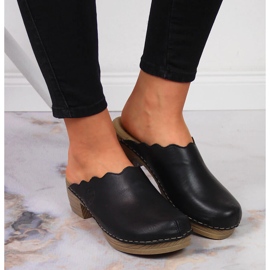 Chanclas Rieker V6844-00 negras de piel para mujer negro 6