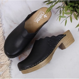 Chanclas Rieker V6844-00 negras de piel para mujer negro 4