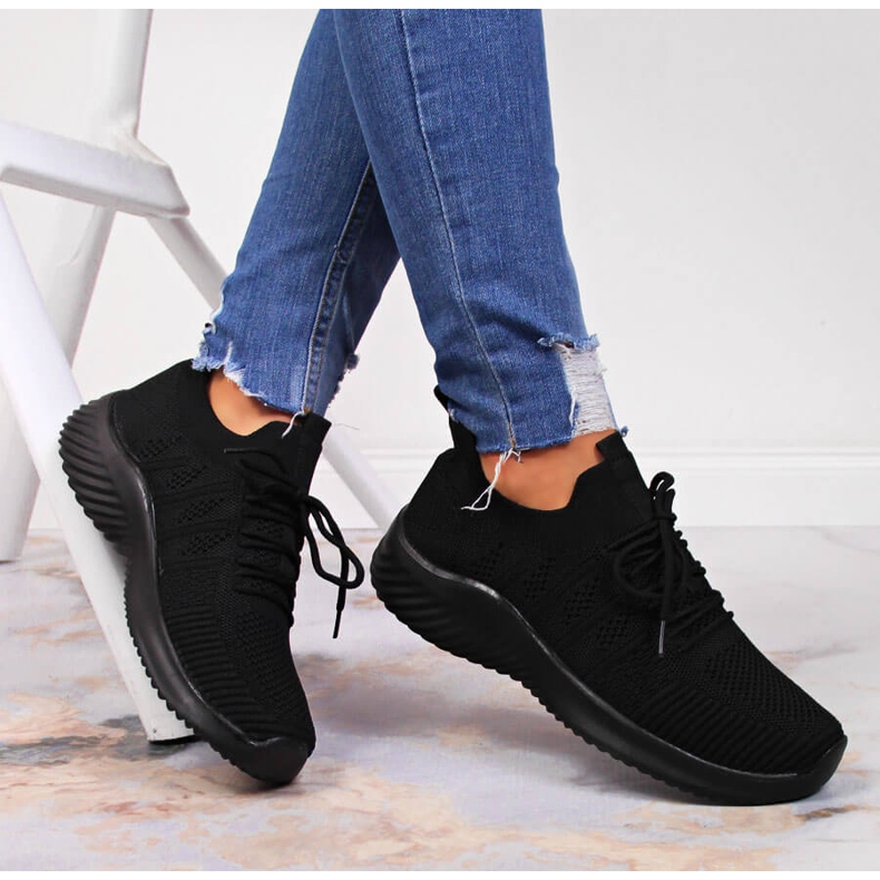 Zapatos deportivos sin cordones de malla Filippo negros 1