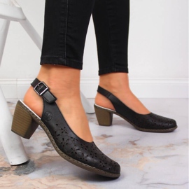 Sandalias mujer Rieker piel negra caladas 40981-00 negro 6