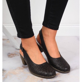 Sandalias mujer Rieker piel negra caladas 40981-00 negro 7