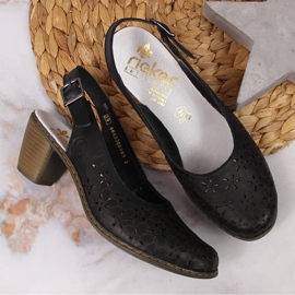 Sandalias mujer Rieker piel negra caladas 40981-00 negro 3