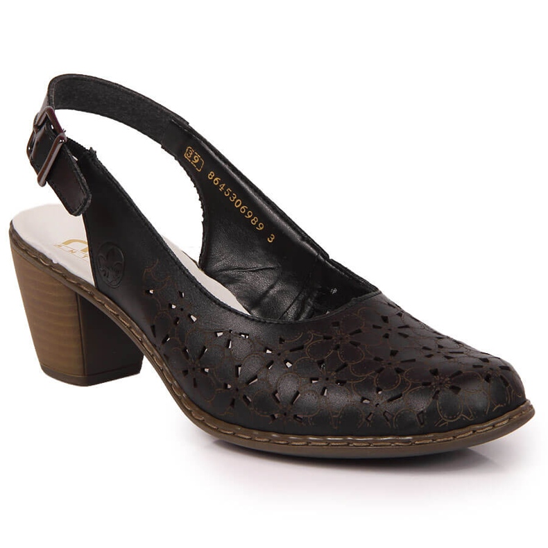 Sandalias mujer Rieker piel negra caladas 40981-00 negro 1