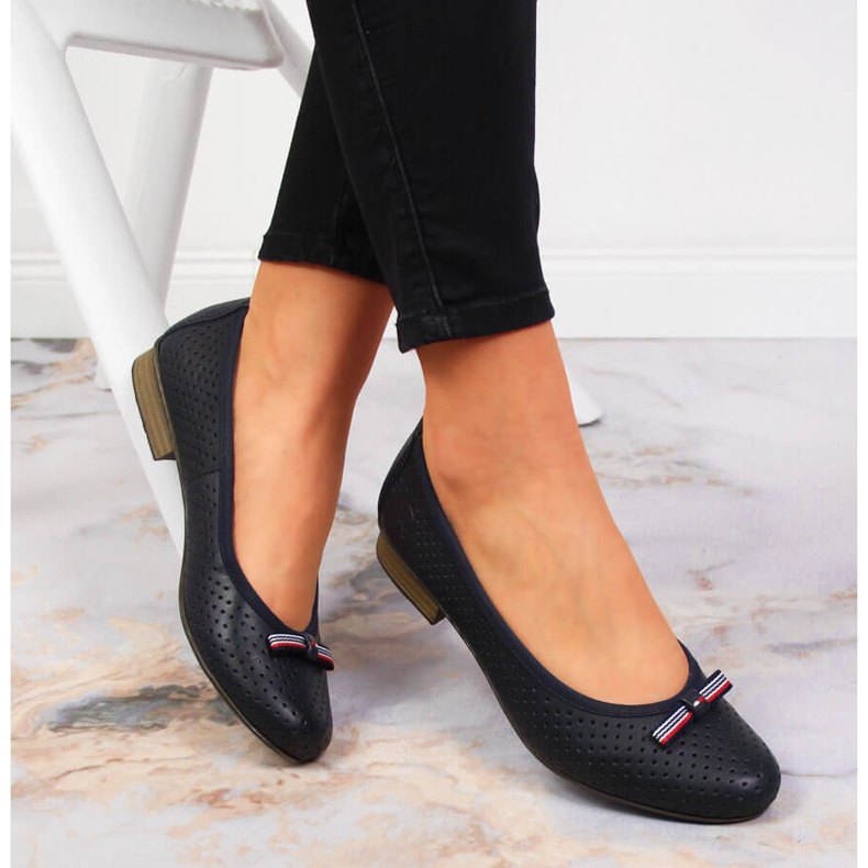 Bailarinas mujer piel caladas azul marino Rieker 51997-15 1