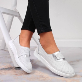 Zapatos mujer cómodos de piel slip on blanco Jezzi 1