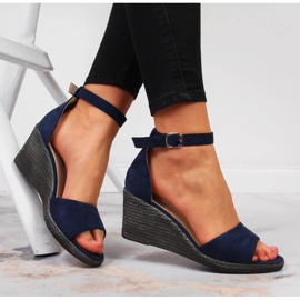 Sandalias de mujer Vinceza azul marino con cuña 4