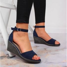 Sandalias de mujer Vinceza azul marino con cuña 5