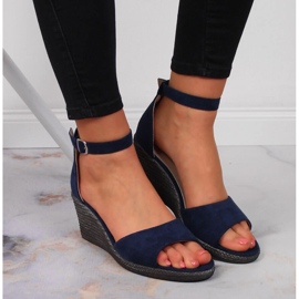 Sandalias de mujer Vinceza azul marino con cuña 6