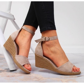 Sandalias cuña Vinceza mujer beige 4