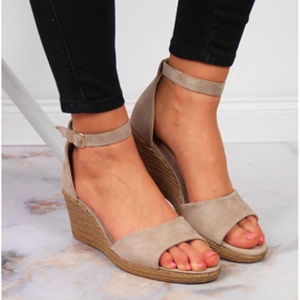 Sandalias cuña Vinceza mujer beige 6