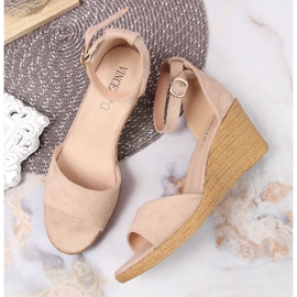 Sandalias cuña Vinceza mujer beige 3