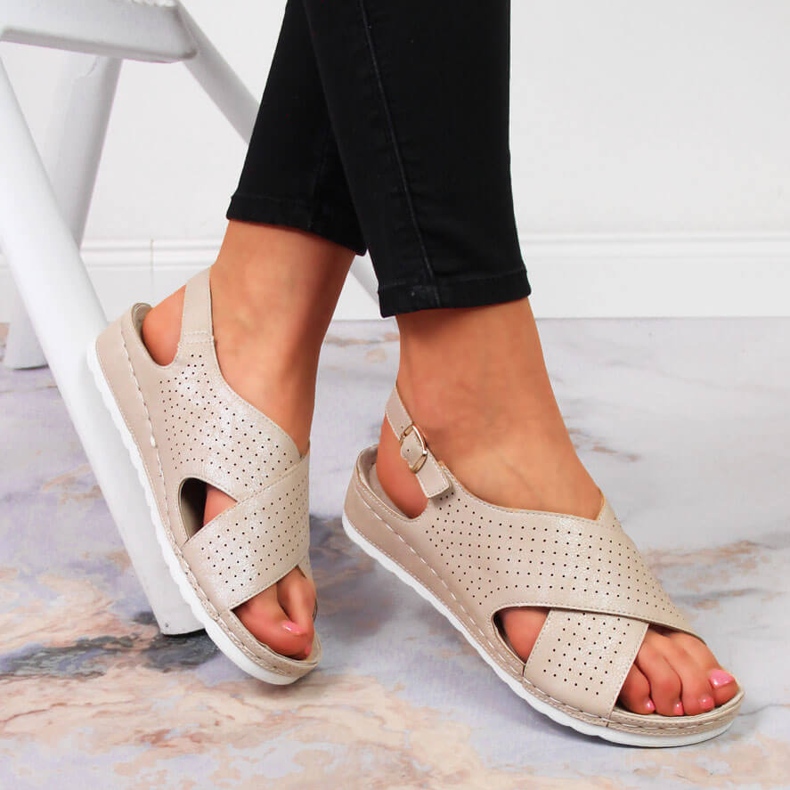 Sandalias mujer cómodas beige Vinceza 1