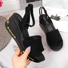 Sandalias de mujer Vinceza negras con tacón de cuña negro 1 Sandalias de mujer Vinceza negras con tacón de cuña negro 1