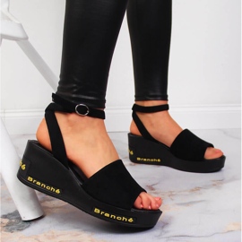 Sandalias de mujer Vinceza negras con tacón de cuña negro 5