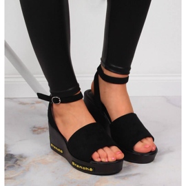 Sandalias de mujer Vinceza negras con tacón de cuña negro 6