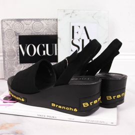 Sandalias de mujer Vinceza negras con tacón de cuña negro 3
