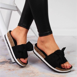 Babuchas de mujer con lazo negro de plataforma Vinceza 1