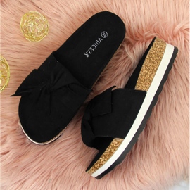Babuchas de mujer con lazo negro de plataforma Vinceza 3