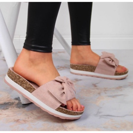 Zapatillas casa mujer con plataforma lazo rosa Vinceza rosado 6