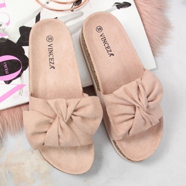 Zapatillas casa mujer con plataforma lazo rosa Vinceza rosado 2