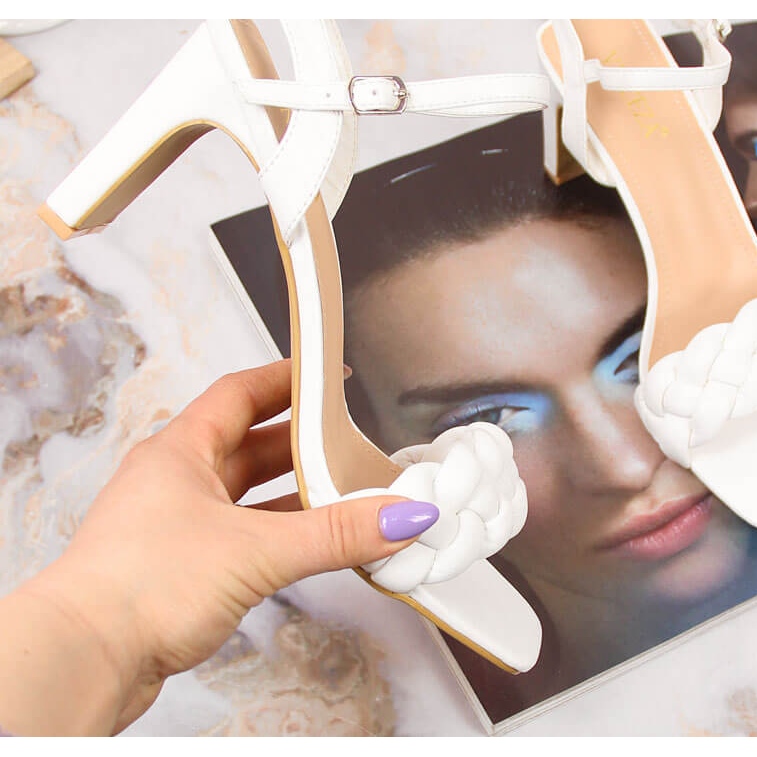 Sandalias mujer Vinceza blancas con tacón blanco 1