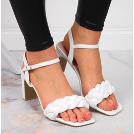 Sandalias mujer Vinceza blancas con tacón blanco 7
